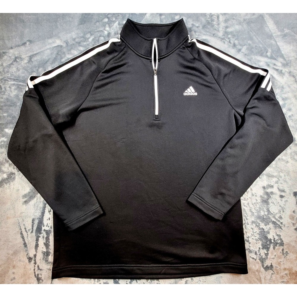 Adidas Golf Mens Quarter Zip Pullover Black French Terry Sz Large
